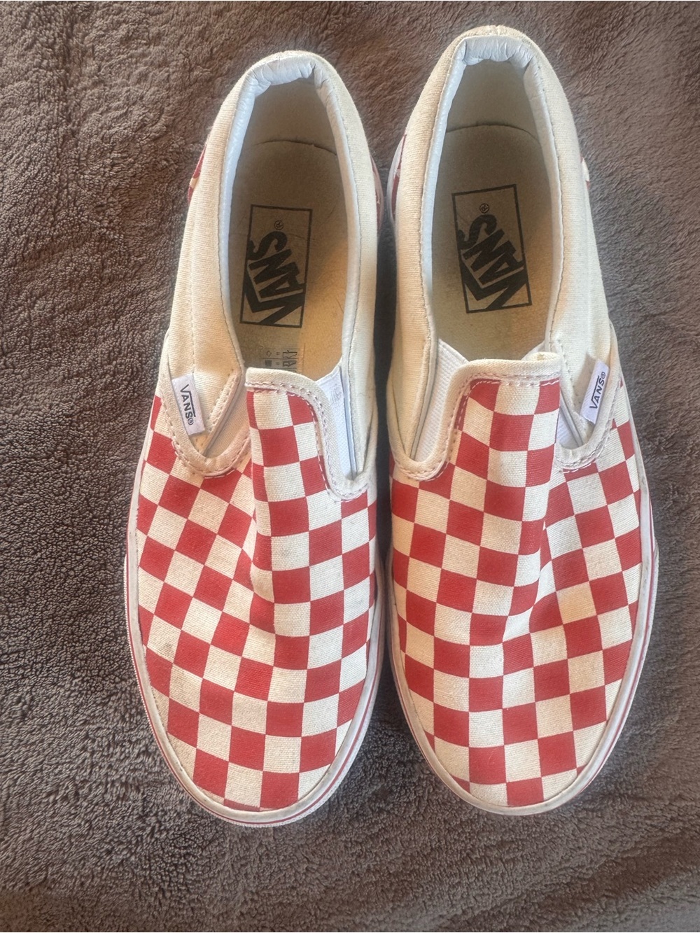 Vans Kids Slip-On Checkerboard Sneakers - Red & White
